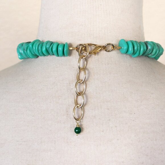 Southwestern Seafoam Green & Turquoise Chunky Agate Statement Necklace - Picture 3 of 3